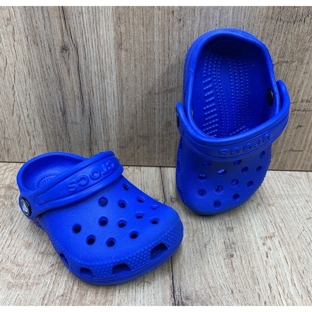 Croc Kids Clogs Slip On Shoes 207011 Adjustable Straps Blue Toddlers Size 2/3 - Picture 1 of 15